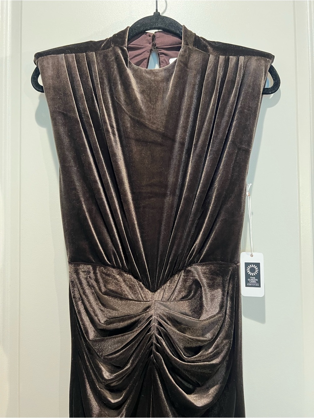 Saylor Chocolate Brown Velvet Ruched Maxi Dress XS NWT - Picture 3 of 7